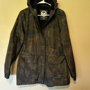 Michael Kors Camo rain coat. Large